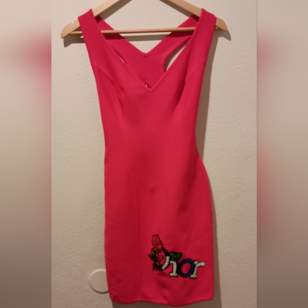 Bright pink Dior dress